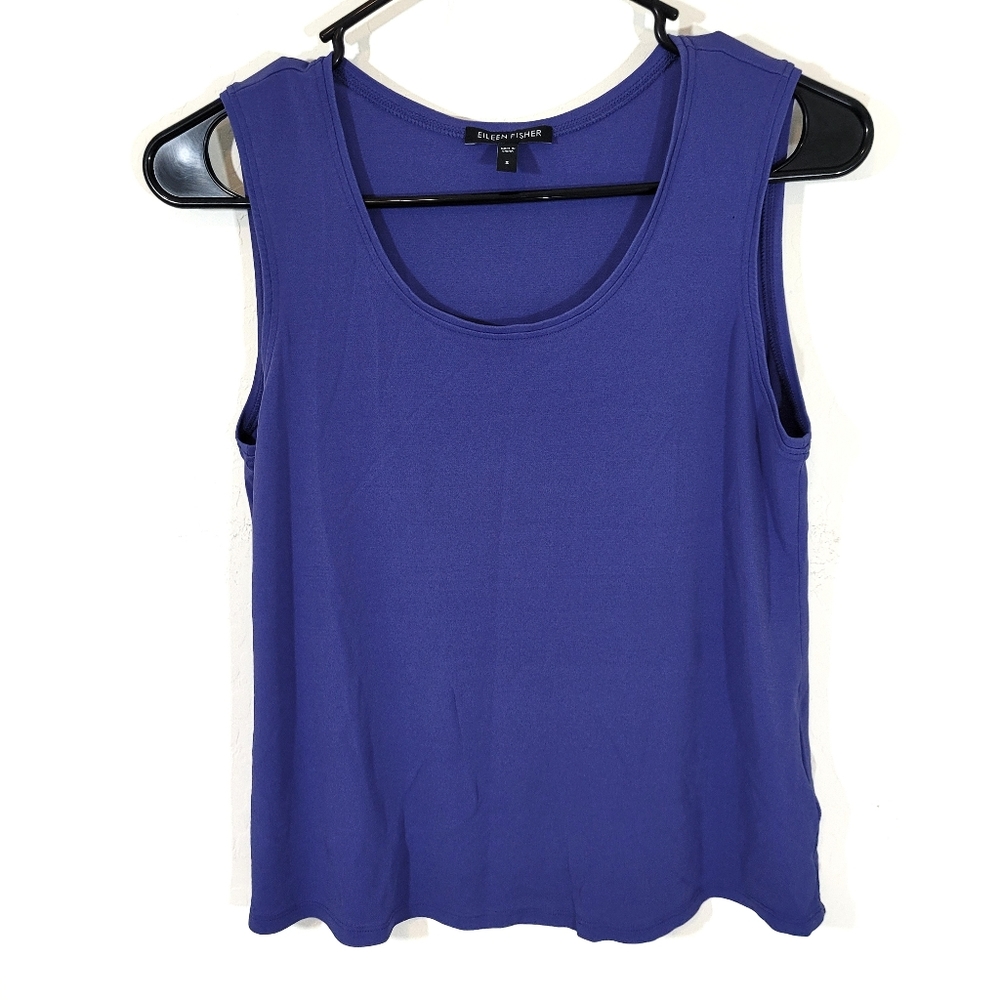 Eileen Fisher 100% silk purple tank top flawed small